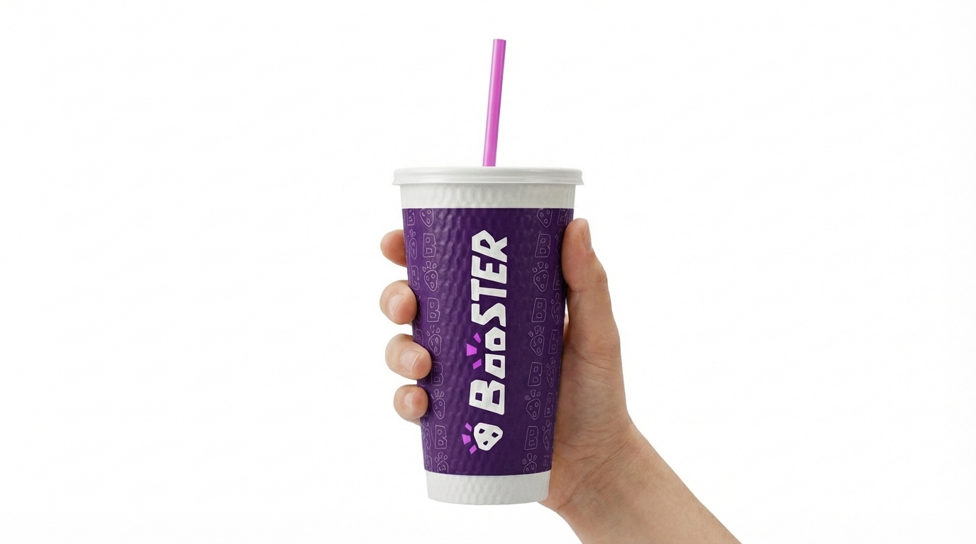 Hand holding Booster cup