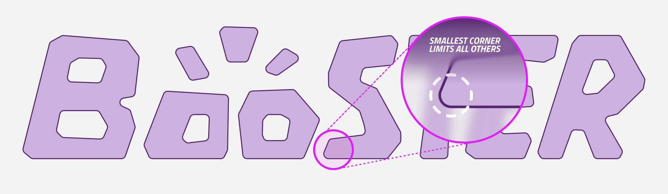 Booster wordmark corner radius diagram